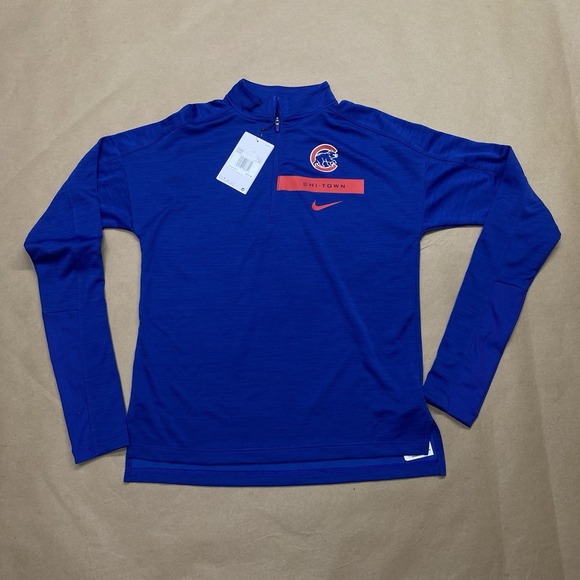 Chicago Cubs Nike Dri Fit Shirt Pullover Blue 1/4 Zip Track Running Women's XS - Picture 1 of 13